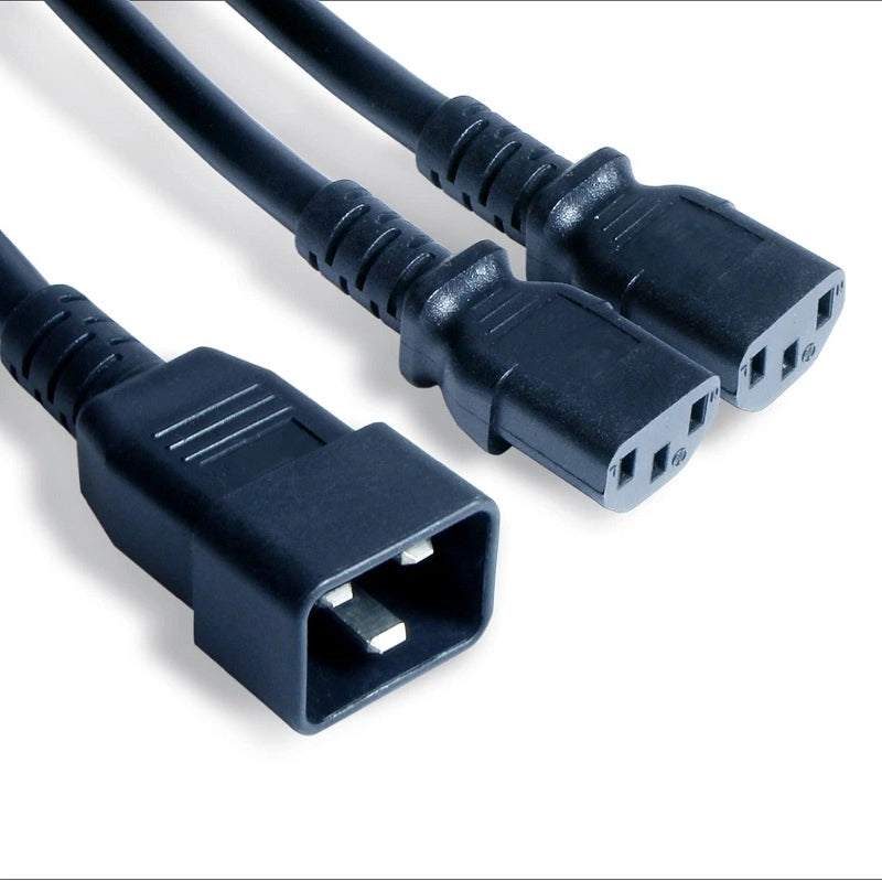 AC power cord IEC C20 to 2xC13 splitter