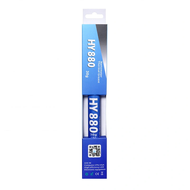 HY880 thermal grease applied on CPU for efficient heat dissipation