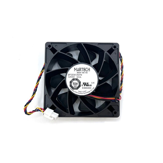 Close-up of MARTECH 12V 4.5A 7000RPM cooling fan for Antminer L9, S19kPro, S21, and KS5Pro
