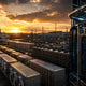 Bitcoin mining facility at golden hour with US Capitol dome and AI server racks composited — weekly mining news roundup May 8 2026