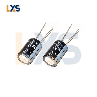 Whatsminer power supply with the 1000uF 35V in-line electrolytic capacitor, designed as a reliable replacement for aluminum electrolytic capacitors