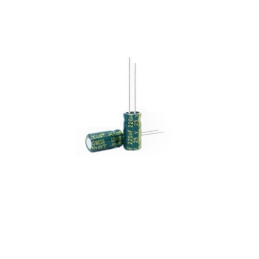 High-Performance 220µF Capacitor - 25V DC, Extreme Temperature Resistance, Compact Size
