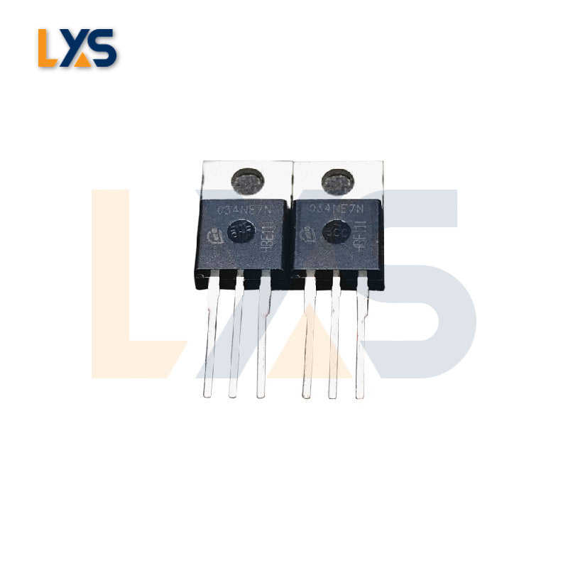  IPP034NE7N power transistor. This N-channel MOSFET is designed to handle high voltages and currents, making it suitable for a variety of applications including high-frequency switching