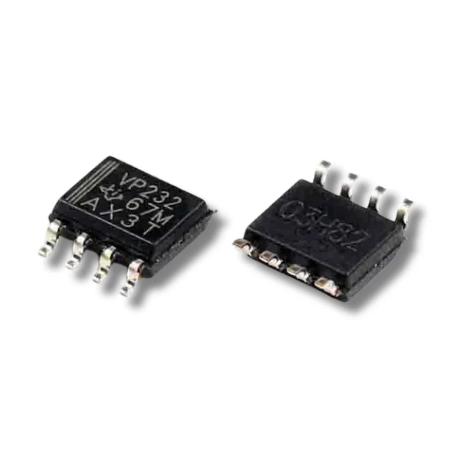 Front and back view of SN65HVD232DR 3.3V CAN transceiver