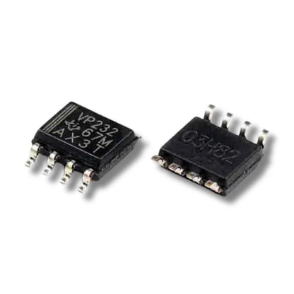 Front and back view of SN65HVD232DR 3.3V CAN transceiver
