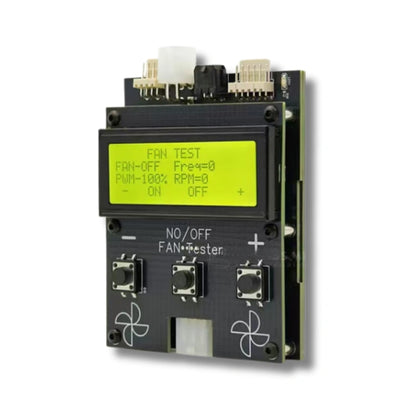 Fan tester device with digital display on a white background