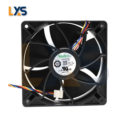 Nidec 120x120x38 12V 1.65A High Speed 6000rpm Cooler W12E12BS11B5-07 is a reliable and efficient cooling fan designed to address your Antminer S9 S20 S21 cooling troubles S17 S19