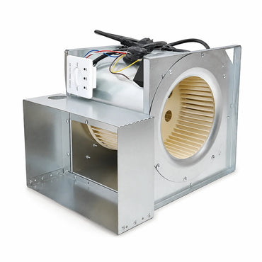 Metal housing Silver Industrial silencer side view, 1750/2000 CFM AC blower for Antminer miners.