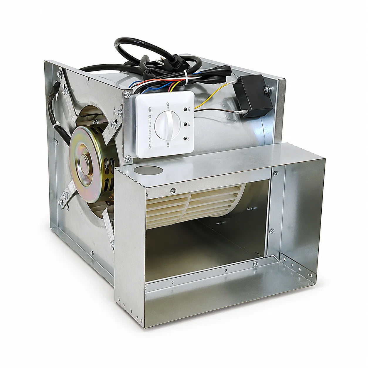 Antminer S21 and T21 Silver Industrial silencer in metal housing with pure-copper AC motor, 1750 CFM front view