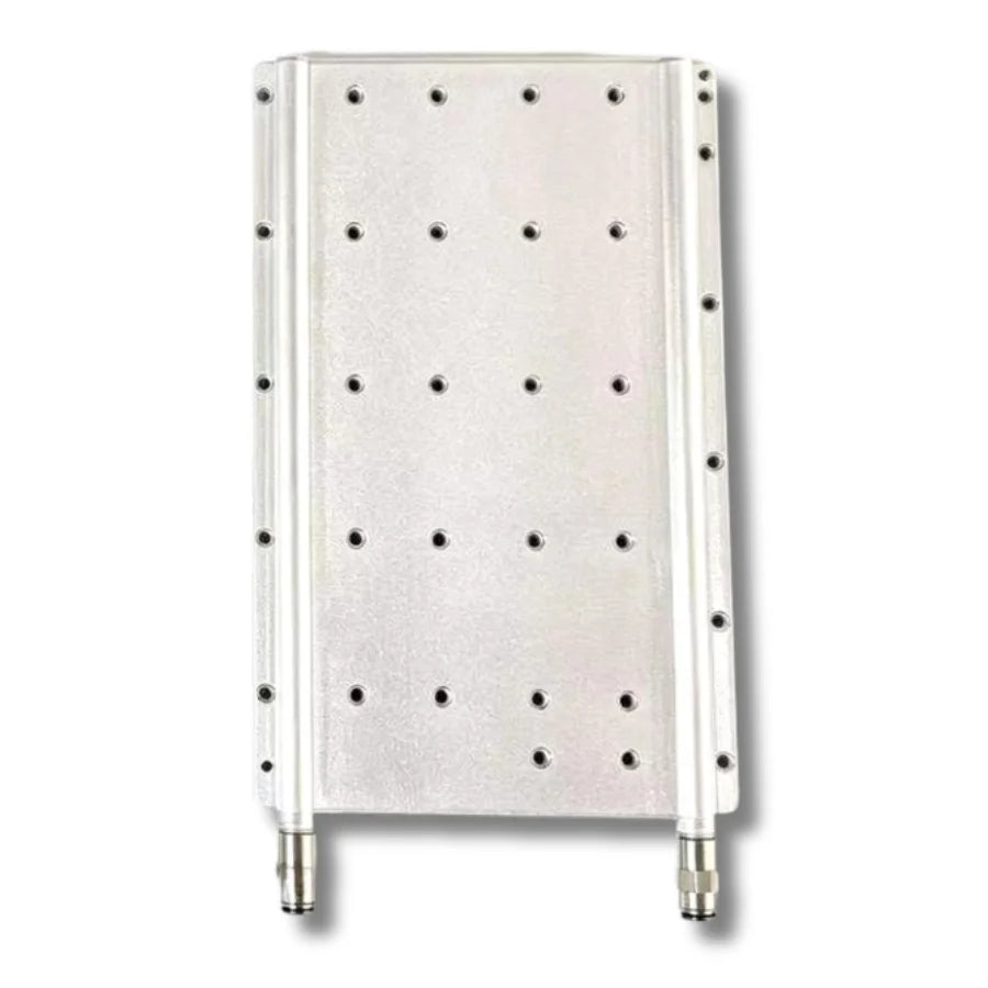 Internal water flow channel design of the Antminer S21e Hydro cooling plate.