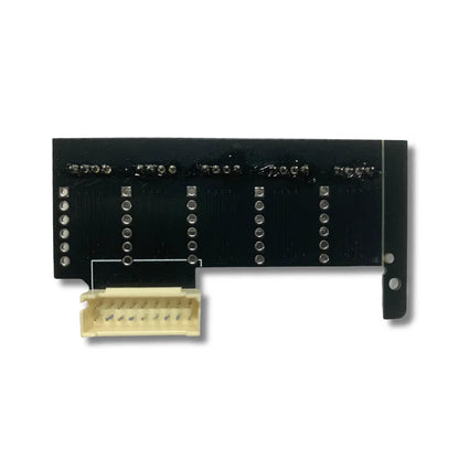 Antminer voltage regulator board driving an S19XP Hydro hashboard for chip-chain scan and current monitoring.