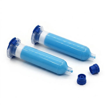 Close-up of 8W/mK G19 YS383 blue thermal interface gel showing smooth high-conductivity paste texture