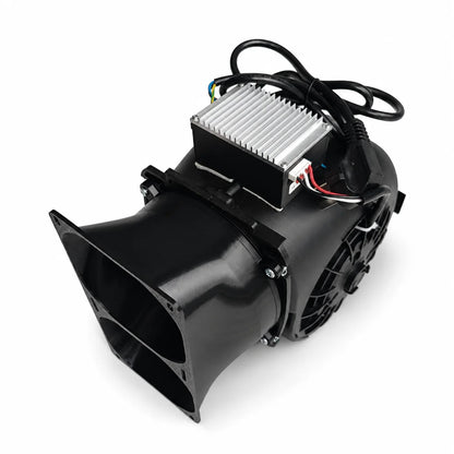 Stepless speed knob on Gen2 brushless DC silencer for continuous wind regulation
