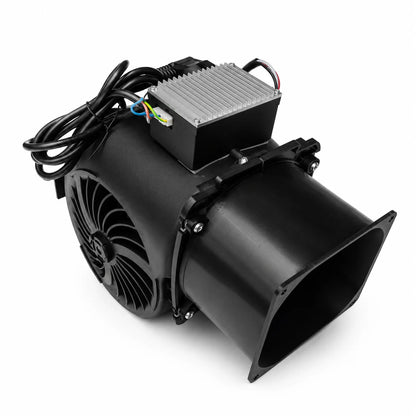 140mm exhaust adapter pre-fitted for Whatsminer 2-fan chassis showing dual port alignment for M20 M30 M50 M60 series miner with Gen2 brushless DC silencer