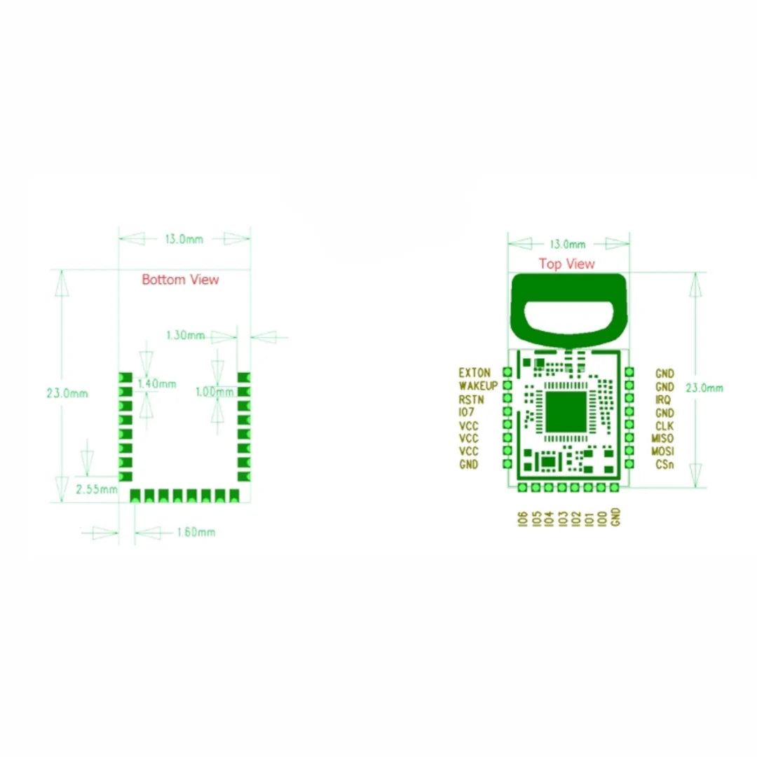 BU01 UWB module dimensions and size diagram