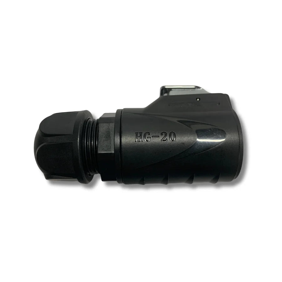 HG-20 4-pin aviation power connector for Bitmain APW11 and APW12 hydro PSU, front view.