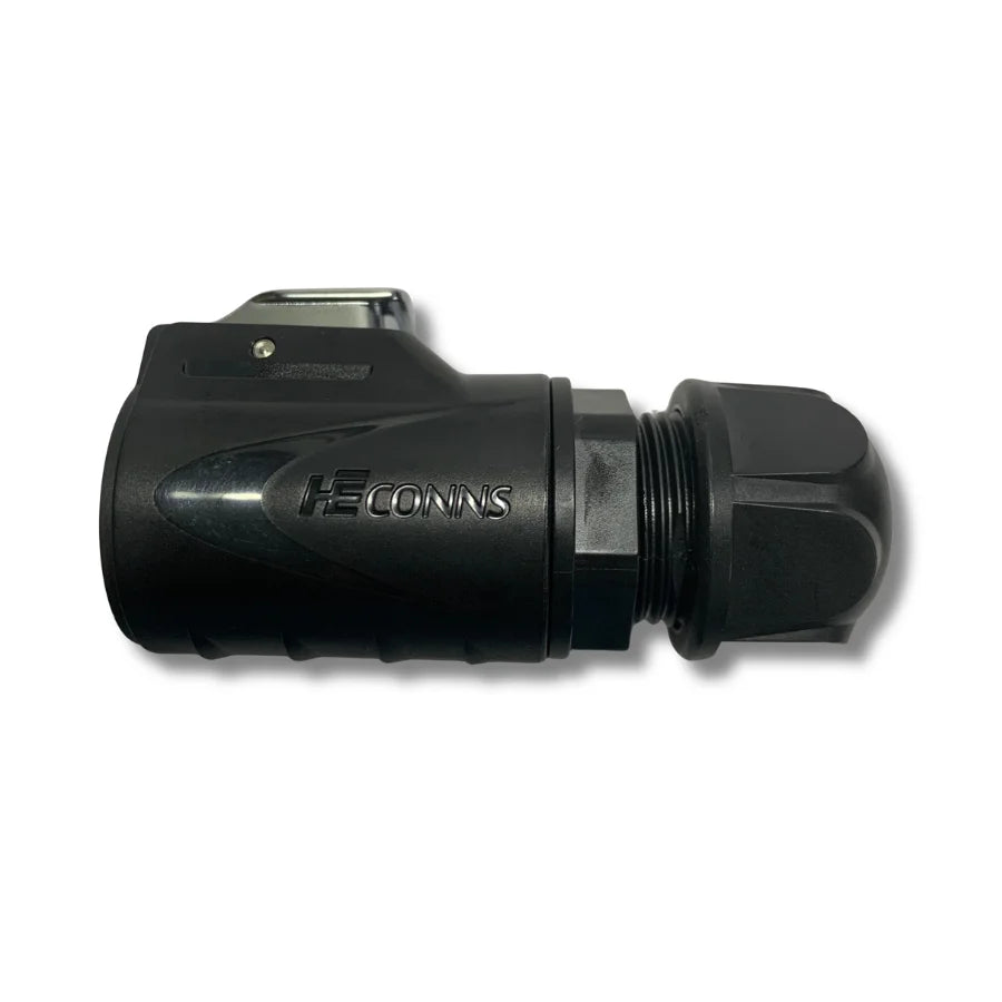HG-20 4-pin aviation plug pinout and contact detail, 20 A / 500 VAC rating for high-current hydro PSU connection.