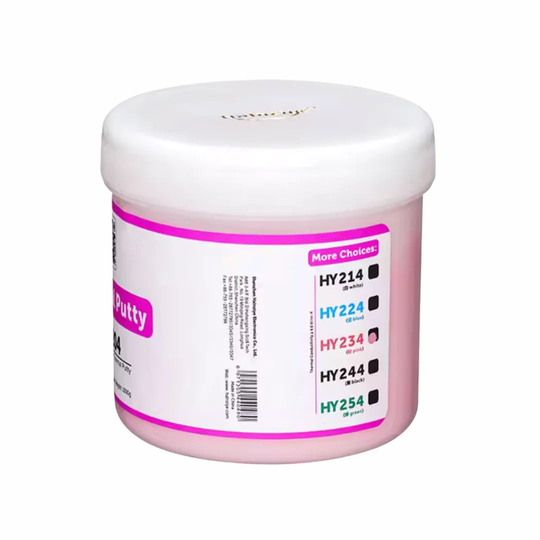 HY234 CN100 pink silicone thermal putty showing soft gap-filling consistency