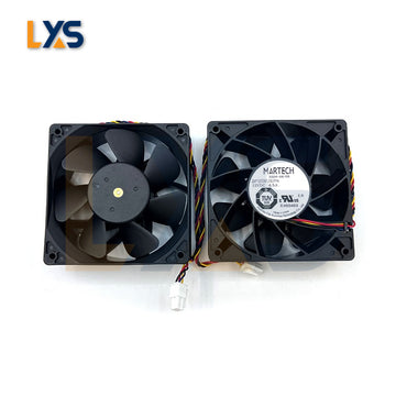 MARTECH 12V 4.5A cooling fan packaging and connector types for Antminer S19kPro, L9, S21, and KS5Pro