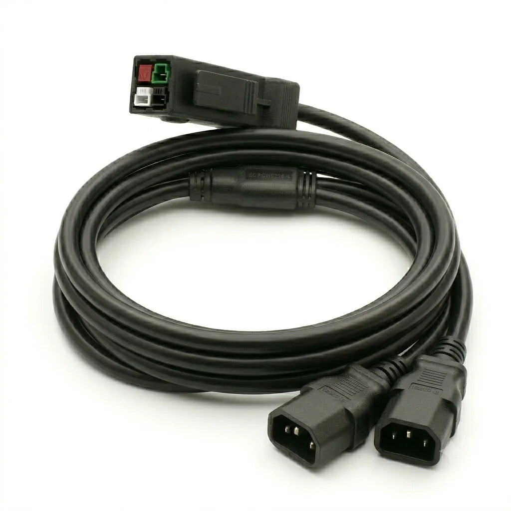 Heavy-duty P13 to 2x C14 AC power splitter cord for Antminer S19 and S21 Bitmain power supply setups