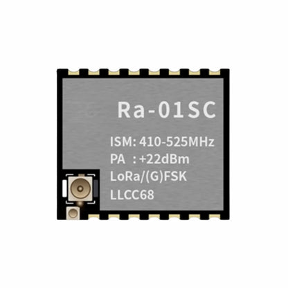 Ra-01SC LoRa module specifications table showing 410–525MHz frequency range