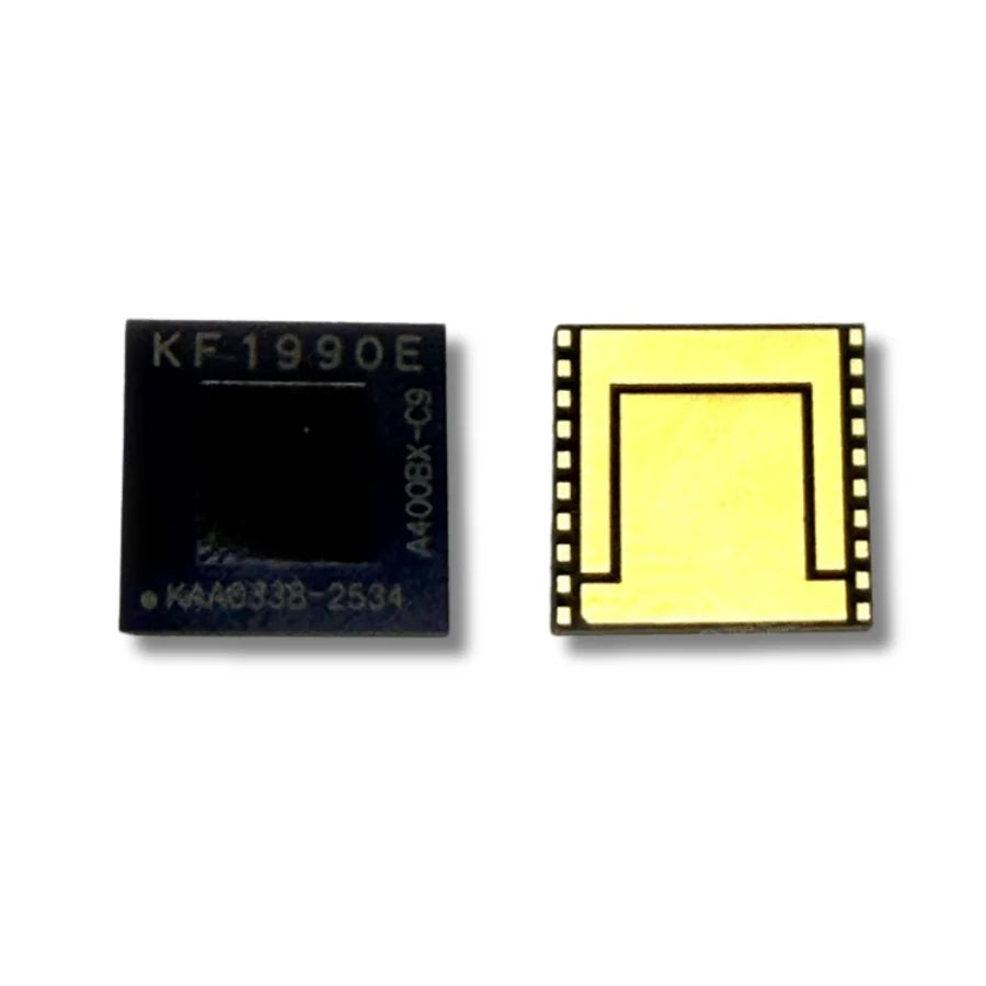 Genuine MicroBT KF1990E ASIC chip for Whatsminer M73S hashboard repair, top view of chip package and markings.