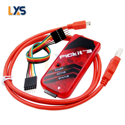 The MPLAB PICkit 3 is connected to the design engineer's PC using a full speed USB interface and can be connected to the target via an Microchip debug (RJ-11) connector (compatible with MPLAB ICD 2- MPLAB ICD 3 and MPLAB REAL ICE). Support Pickit3.5 software.