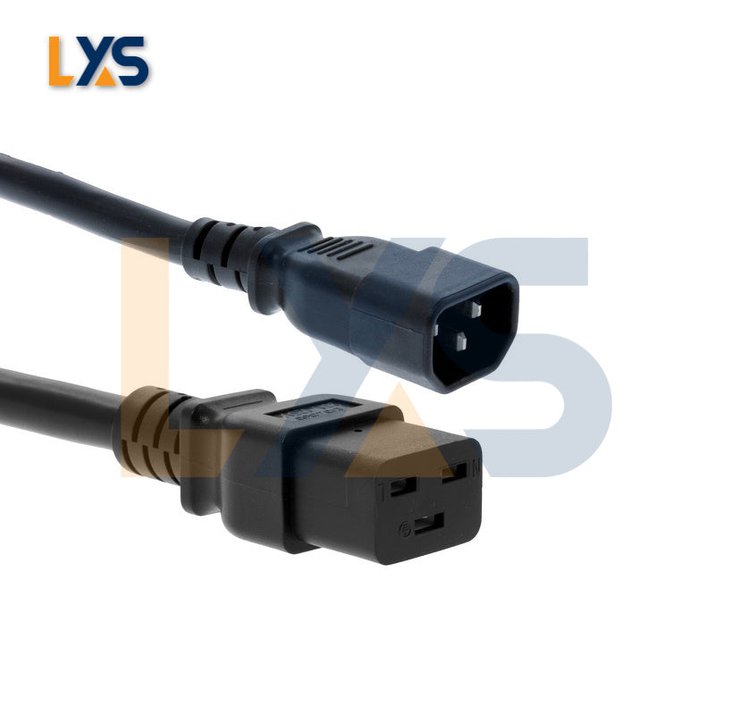 Power Your Equipment Safely with C14 to C19 Extension Heavy Duty AC Power Cord - Suitable for ASIC Crypto Mining, Computers, Servers - 5ft Length, New Condition