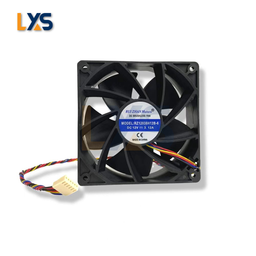 High-Speed 12cm DC Brushless Cooling Fan - RZ12038H12B-6, 120x120x38mm, New Condition