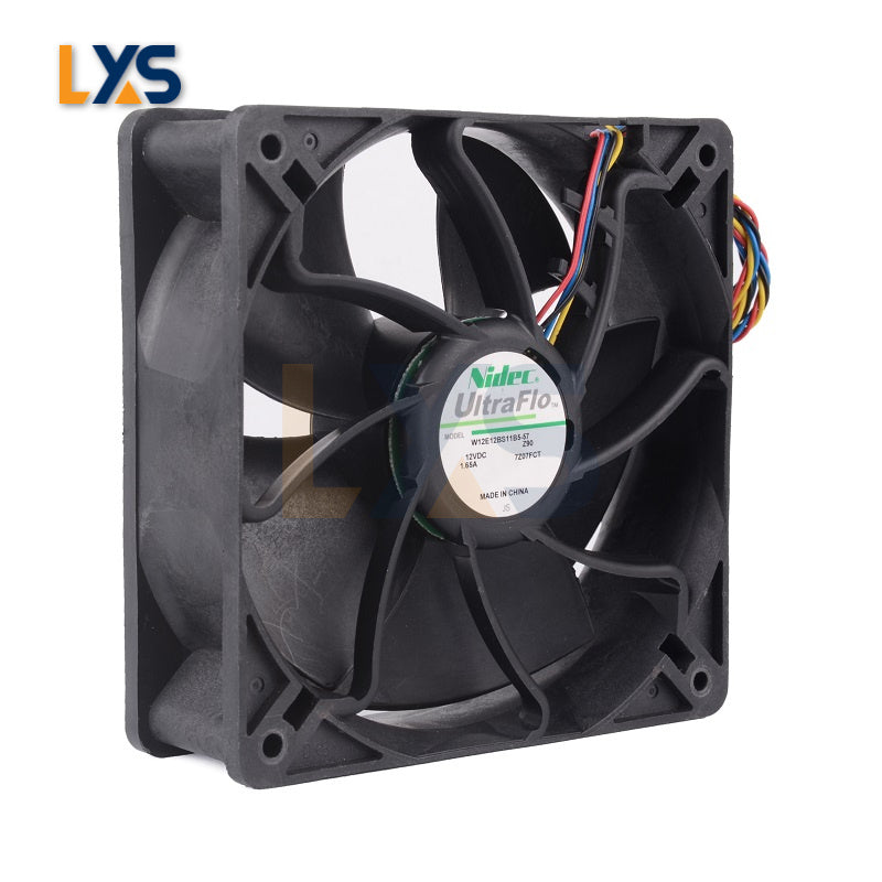Compact Nidec 120x120x38 cooling fan - Streamlined blades for quick and effective cooling of your Antminer S9.